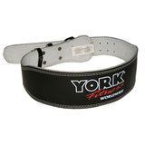 York Barbell 4" Padded Leather Weightlifting Belt – Tapered Design, Double-Prong Buckle, Lumbar Support, 12 Holes – for Powerlifting, Bodybuilding, Deadlifts, Squats – Men & Women - Medium Size-hydrafitnessparts