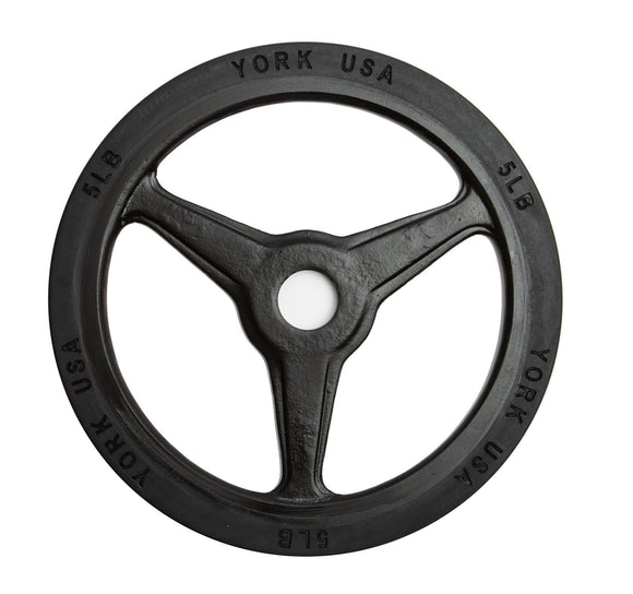 York Barbell 5LB Bumper Plates – Olympic Weight Plates with 3-Grip Design, Rubber-Coated for Floor Protection – Durable Cast Aluminum Milled Construction – Steel Composite Hub – Black-hydrafitnessparts
