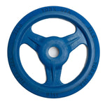 York Barbell Bumper Grip Cast Steel Composite Milled Plate – 3-Grip Design for Easy Handling – Rubber-Coated for Floor Protection – Durable Aluminum Steel Composite Hub – Blue in 35 lb-hydrafitnessparts