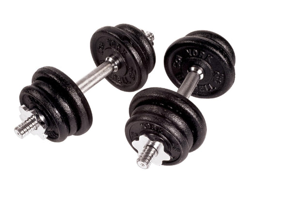 York Barbell Cast Iron Adjustable Spinlock Dumbbell Set – 30 Lb. Set with 14” Dumbbell Handles, 2.5 Lb. Plates & 2 Pairs of Spinlock Collars – for Weight Lifting Training Home Gym-hydrafitnessparts