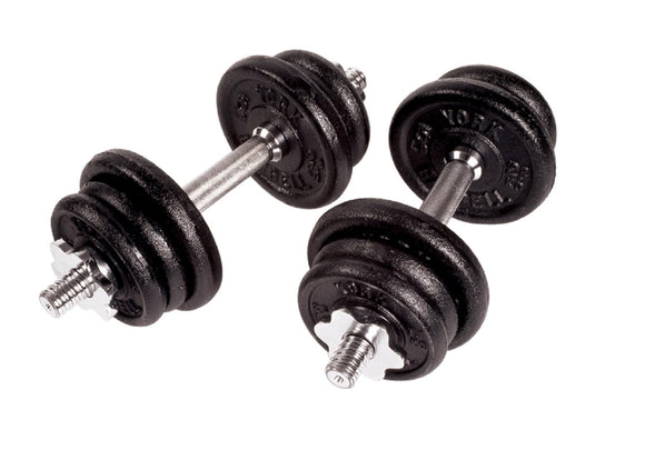 York Barbell Cast Iron Adjustable Spinlock Dumbbell Set – 50 Lb. Set with 14” Dumbbell Handles, 2.5 Lb, 5 lb Plates & 2 Pairs of Spinlock Collars – for Weight Lifting Training Home Gym-hydrafitnessparts