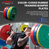 York Barbell Color-Coded Rubber Training Bumper Plates | Olympic Weightlifting Plates 25 KG | Durable Solid Rubber with 2” Center Steel Sleeve | Noise-Reducing, Floor-Protecting Weight Plates - Red-hydrafitnessparts