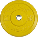 York Barbell Color-Coded Rubber Training Bumper Plates | Olympic Weightlifting Plates 25 LB | Durable Solid Rubber with 2” Center Steel Sleeve | Noise-Reducing, Floor-Protecting Weight Plates - Yellow-hydrafitnessparts