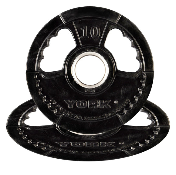 York Barbell Dual Grip Thin Line Rubber Encased Olympic Plate (10 lb Pair) – 2