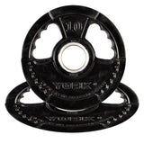 York Barbell Dual Grip Thin Line Rubber Encased Olympic Plate (10 lb Pair) – 2" Center Hole, Interlocking Design, Durable Rubber Coating, Easy-Grab Handles – For Home Gym & Commercial-hydrafitnessparts