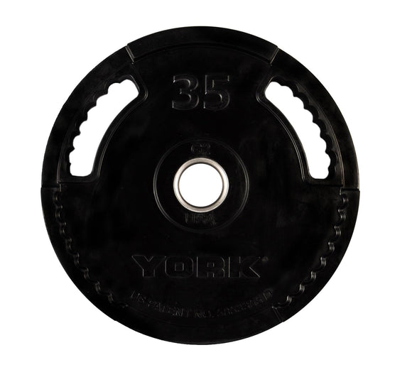 York Barbell Dual Grip Thin Line Rubber Encased Olympic Plate (35 lb) – 2
