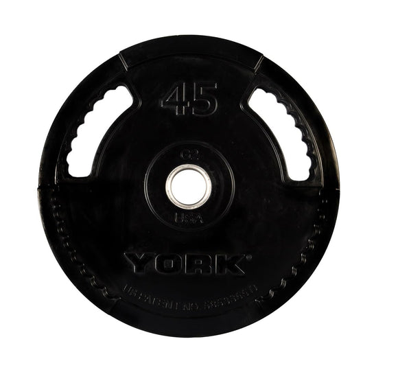 York Barbell Dual Grip Thin Line Rubber Encased Olympic Plate (45 lb) – 2