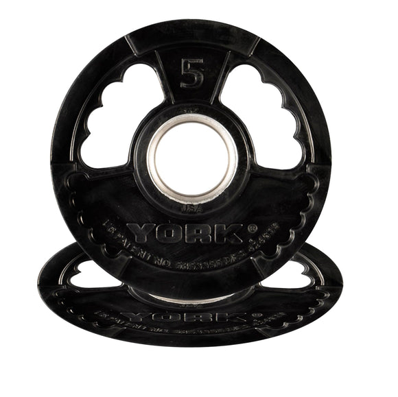 York Barbell Dual Grip Thin Line Rubber Encased Olympic Plate (5 lb Pair) – 2
