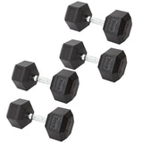 York Barbell Hex Dumbbell Set 100LB Rubber Coated Fixed Weight Dumbbells with Chrome Ergonomic Handle Odorless & Durable for Home Gym Women’s Strength Training Full Body Workouts - Pack of 4-hydrafitnessparts