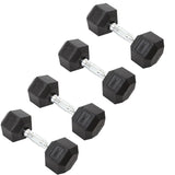 York Barbell Hex Dumbbell Set 22.5LB Rubber Coated Fixed Weight Dumbbells with Chrome Ergonomic Handle Odorless & Durable for Home Gym Women’s Strength Training Full Body Workouts - Pack of 4-hydrafitnessparts
