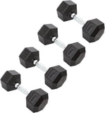 York Barbell Hex Dumbbell Set 27.5LB Rubber Coated Fixed Weight Dumbbells with Chrome Ergonomic Handle Odorless & Durable for Home Gym Women’s Strength Training Full Body Workouts - Pack of 4-hydrafitnessparts