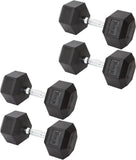 York Barbell Hex Dumbbell Set 60LB Rubber Coated Fixed Weight Dumbbells with Chrome Ergonomic Handle Odorless & Durable for Home Gym Women’s Strength Training Full Body Workouts - Pack of 4-hydrafitnessparts