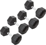 York Barbell Hex Dumbbell Set 65LB Rubber Coated Fixed Weight Dumbbells with Chrome Ergonomic Handle Odorless & Durable for Home Gym Women’s Strength Training Full Body Workouts - Pack of 4-hydrafitnessparts