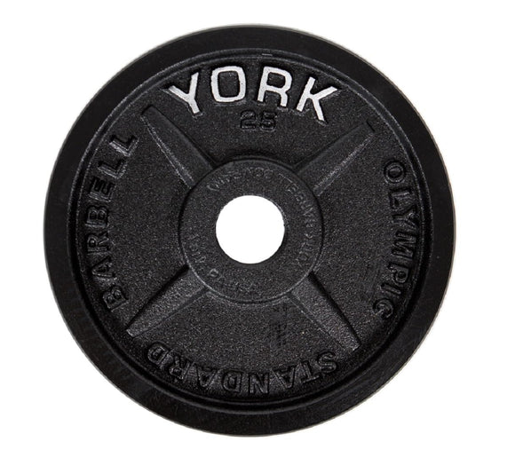 York Barbell Legacy 2-Inch Cast Iron Olympic Weight Plate 25lb – Precision Milled, +/-2% Tolerance – Fits Standard Olympic Bars – Smooth Back & Edge-hydrafitnessparts