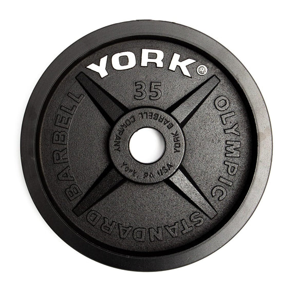York Barbell Legacy 2-Inch Cast Iron Olympic Weight Plate 35lb – Precision Milled, +/-2% Tolerance – Fits Standard Olympic Bars – Smooth Back & Edge-hydrafitnessparts