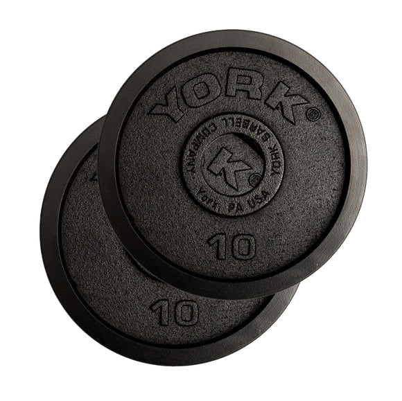 York Barbell Legacy 2-Inch Cast Iron Olympic Weight Plate Set – Precision Milled, +/-2% Tolerance – 10lb Pair – Fits Standard Olympic Bars – Smooth Back & Edge-hydrafitnessparts