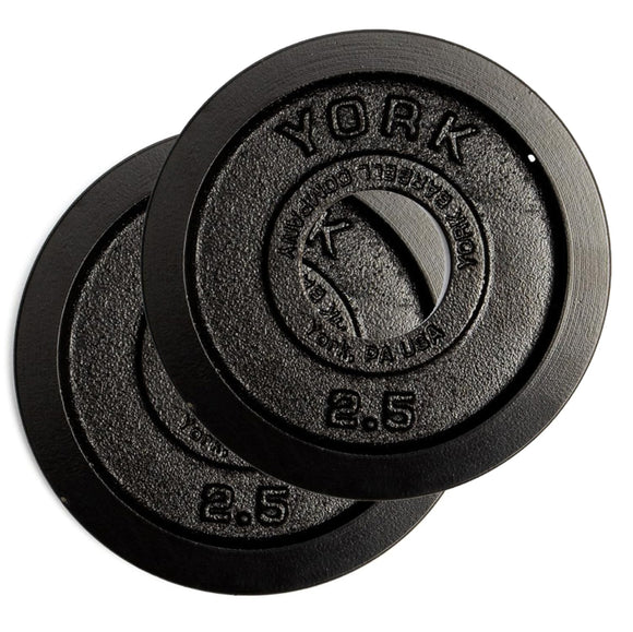 York Barbell Legacy 2-Inch Cast Iron Olympic Weight Plate Set – Precision Milled, +/-2% Tolerance – 2.5lb Pair – Fits Standard Olympic Bars – Smooth Back & Edge-hydrafitnessparts