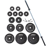 York Barbell Legacy Cast Iron Precision Milled Olympic Weight Plate Set with +/-2% Tolerance, Spring Collars, & 7’ Elite Power Bar – North American Steel, 1500lb weight limit, for Strength Training-hydrafitnessparts