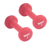 York Barbell Neoprene Coated Fitbell Dumbbell (2LB Pack of 2) | Dumbbell Set for Women & Men Durable Anti-Roll Anti-Slip, Color Red | Ideal for Arm Rows Squats Chest Presses Bicep Curls-hydrafitnessparts