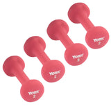 York Barbell Neoprene Coated Fitbell Dumbbell (2LB Pack of 4) | Dumbbell Set for Women & Men Durable Anti-Roll Anti-Slip, Color Red | Ideal for Arm Rows Squats Chest Presses Bicep Curls-hydrafitnessparts