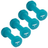 York Barbell Neoprene Coated Fitbell Dumbbell (3LB Pack of 4) | Dumbbell Set for Women & Men Durable Anti-Roll Anti-Slip, Color Teal | Ideal for Arm Rows Squats Chest Presses Bicep Curls-hydrafitnessparts
