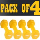 York Barbell Neoprene Coated Fitbell Dumbbell (4LB Pack of 4) | Dumbbell Set for Women & Men Durable Anti-Roll Anti-Slip, Color Yellow | Ideal for Arm Rows Squats Chest Presses Bicep Curls-hydrafitnessparts