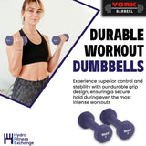 York Barbell Neoprene Coated Fitbell Dumbbell (5LB Pack of 2) | Dumbbell Set for Women & Men Durable Anti-Roll Anti-Slip, Color Purple | Ideal for Arm Rows Squats Chest Presses Bicep Curls-hydrafitnessparts
