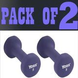 York Barbell Neoprene Coated Fitbell Dumbbell (5LB Pack of 2) | Dumbbell Set for Women & Men Durable Anti-Roll Anti-Slip, Color Purple | Ideal for Arm Rows Squats Chest Presses Bicep Curls-hydrafitnessparts