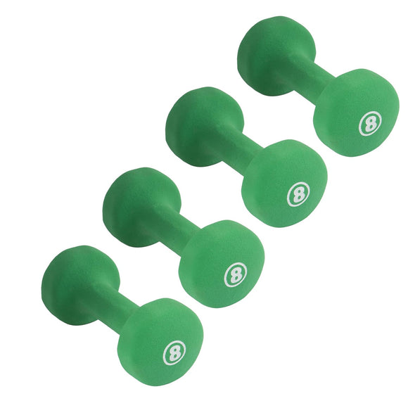 York Barbell Neoprene Coated Fitbell Dumbbell (8LB Pack of 4) | Dumbbell Set for Women & Men Durable Anti-Roll Anti-Slip, Color Green | Ideal for Arm Rows Squats Chest Presses Bicep Curls-hydrafitnessparts