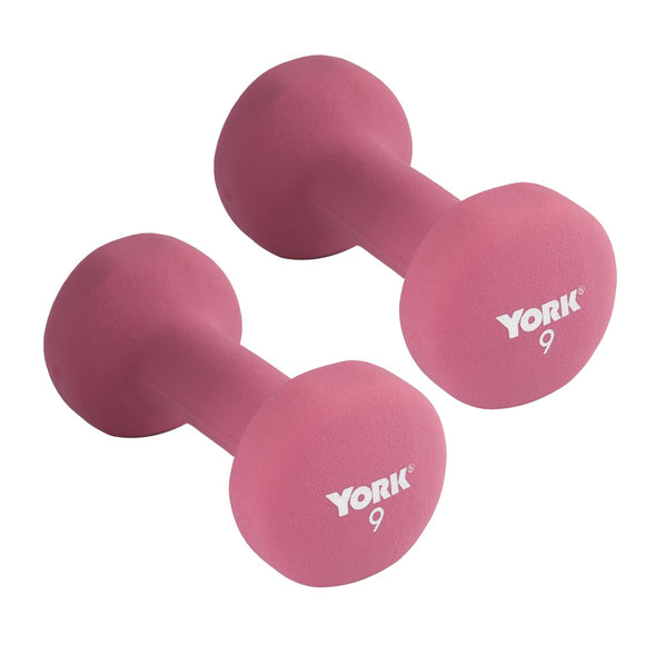 York Barbell Neoprene Coated Fitbell Dumbbell (9LB Pack of 2) | Dumbbell Set for Women & Men Durable Anti-Roll Anti-Slip, Color Coral | Ideal for Arm Rows Squats Chest Presses Bicep Curls-hydrafitnessparts