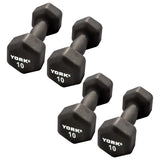 York Barbell Neoprene Hexagon Dumbbells with Cast Ergo Handle (10lb, Pack of 4) | Durable Anti-Slip Exercise & Fitness Strength Training Free Weights for Home Gym | Black | For Men & Women-hydrafitnessparts