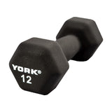 York Barbell Neoprene Hexagon Dumbbells with Cast Ergo Handle (12lb, Pack of 1) | Durable Anti-Slip Exercise & Fitness Strength Training Free Weights for Home Gym | Black | For Men & Women-hydrafitnessparts