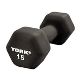 York Barbell Neoprene Hexagon Dumbbells with Cast Ergo Handle (15lb, Pack of 1) | Durable Anti-Slip Exercise & Fitness Strength Training Free Weights for Home Gym | Black | For Men & Women-hydrafitnessparts