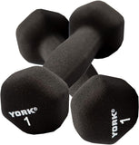 York Barbell Neoprene Hexagon Dumbbells with Cast Ergo Handle 1lb Pack 2 Durable-hydrafitnessparts