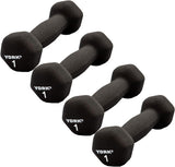 York Barbell Neoprene Hexagon Dumbbells with Cast Ergo Handle (1lb, Pack of 4) | Durable Anti-Slip Exercise & Fitness Strength Training Free Weights for Home Gym | Black | For Men & Women-hydrafitnessparts