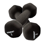 York Barbell Neoprene Hexagon Dumbbells with Cast Ergo Handle (2lb, Pack of 2) | Durable Anti-Slip Exercise & Fitness Strength Training Free Weights for Home Gym | Black | For Men & Women-hydrafitnessparts
