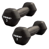 York Barbell Neoprene Hexagon Dumbbells with Cast Ergo Handle 3lb Pack 2-hydrafitnessparts