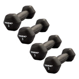 York Barbell Neoprene Hexagon Dumbbells with Cast Ergo Handle 3lb Pack 4-hydrafitnessparts