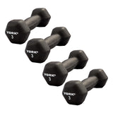 York Barbell Neoprene Hexagon Dumbbells with Cast Ergo Handle (3lb, Pack of 4) | Durable Anti-Slip Exercise & Fitness Strength Training Free Weights for Home Gym | Black | For Men & Women-hydrafitnessparts