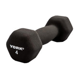 York Barbell Neoprene Hexagon Dumbbells with Cast Ergo Handle (4lb, Pack of 1) | Durable Anti-Slip Exercise & Fitness Strength Training Free Weights for Home Gym | Black | For Men & Women-hydrafitnessparts