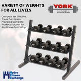 York Barbell Neoprene Hexagon Dumbbells with Cast Ergo Handle (4lb, Pack of 2)-hydrafitnessparts