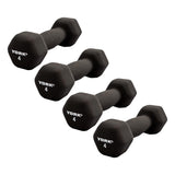York Barbell Neoprene Hexagon Dumbbells with Cast Ergo Handle (4lb, Pack of 4)-hydrafitnessparts