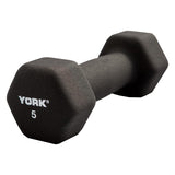 York Barbell Neoprene Hexagon Dumbbells with Cast Ergo Handle (5lb, Pack of 1) | Durable Anti-Slip Exercise & Fitness Strength Training Free Weights for Home Gym | Black | For Men & Women-hydrafitnessparts