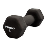 York Barbell Neoprene Hexagon Dumbbells with Cast Ergo Handle (6lb, Pack of 1) | Durable Anti-Slip Exercise & Fitness Strength Training Free Weights for Home Gym | Black | For Men & Women-hydrafitnessparts