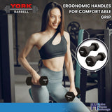 York Barbell Neoprene Hexagon Dumbbells with Cast Ergo Handle (6lb, Pack of 2) | Durable Anti-Slip Exercise & Fitness Strength Training Free Weights for Home Gym | Black | For Men & Women-hydrafitnessparts
