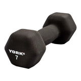 York Barbell Neoprene Hexagon Dumbbells with Cast Ergo Handle (7lb, Pack of 1) | Durable Anti-Slip Exercise & Fitness Strength Training Free Weights for Home Gym | Black | For Men & Women-hydrafitnessparts