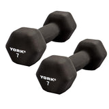 York Barbell Neoprene Hexagon Dumbbells with Cast Ergo Handle (7lb, Pack of 2)-hydrafitnessparts