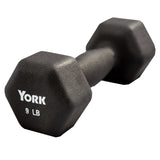 York Barbell Neoprene Hexagon Dumbbells with Cast Ergo Handle (9lb, Pack of 1)-hydrafitnessparts