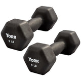 York Barbell Neoprene Hexagon Dumbbells with Cast Ergo Handle (9lb, Pack of 2) | Durable Anti-Slip Exercise & Fitness Strength Training Free Weights for Home Gym | Black | For Men & Women-hydrafitnessparts