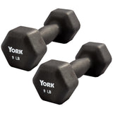 York Barbell Neoprene Hexagon Dumbbells with Cast Ergo Handle (9lb, Pack of 2)-hydrafitnessparts
